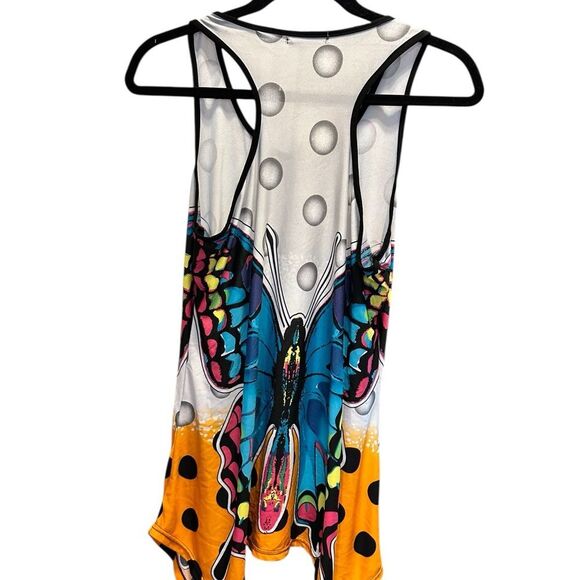 EUC CR Women’s Colorful Studded Butterfly Tank Top Shark Hem Line - Size XL - Picture 8 of 9